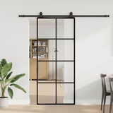 Sliding Door with Hardware Set Black 90x205 cm ESG Glass 3375944