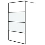 Walk-in Shower Wall Black 115x195 cm Half Frosted ESG Glass 152128