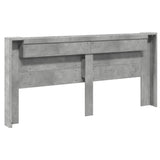 Headboard Cabinet with LED Concrete Grey 220x16.5x103.5 cm 839276