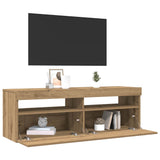 TV Cabinet with LED Lights Artisan Oak 120x35x40 cm Engineered Wood 856306
