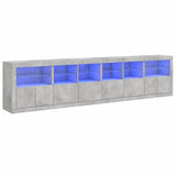 Sideboard with LED Lights Concrete Grey 283x37x67 cm 3209019