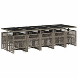 15 Piece Garden Dining Set with Cushions Grey Poly Rattan 3210812