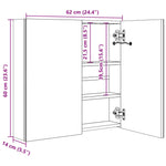 ZNTS LED Bathroom Mirror Cabinet Shining Grey 62x14x60 cm 326521