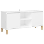 TV Cabinet with Solid Wood Legs White 103.5x35x50 cm 805959