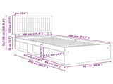 Bed Frame Grey Sonoma 90 x 190 cm Solid Pine Wood 3411060