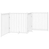 Dog Gate with Door Foldable 4 Panels White 320 cm Solid Wood Fir 352283