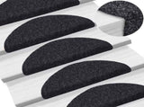Stair Mats Self-adhesive 15 pcs 56x17x3 cm Black Half Round 132692