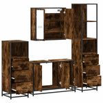 ZNTS 4 Piece Bathroom Furniture Set Smoked Oak Engineered Wood 3301252