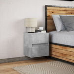 ZNTS Wall-mounted Bedside Cabinet with LED Lights Concrete Grey 3307967