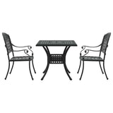 Garden Table Set 3 pcs Black Cast Aluminium 3334725