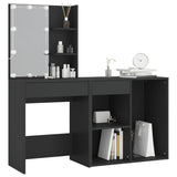 LED Dressing Table with Cabinet Black Engineered Wood 3082018