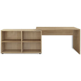 ZNTS Corner Desk 4 Shelves Oak 243059