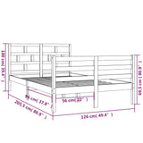 3101279 Bed Frame without Mattress White Solid Wood 120x200 cm