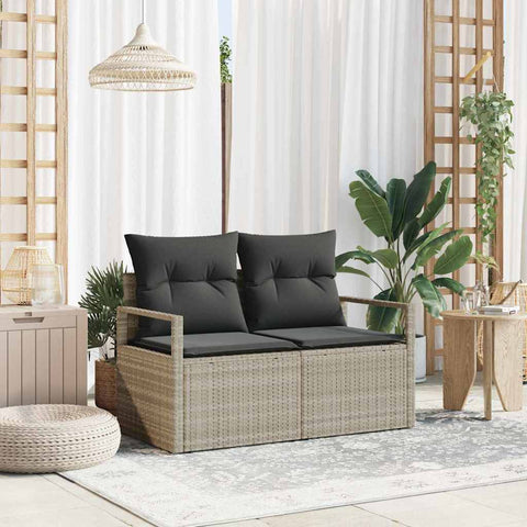 Garden Sofa with Cushion Grey 120 x 62 x 69cm Poly Rattan 42006757