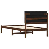 Bed Frame with Upholstered Headboard Dark Brown and Black 904206