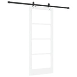 Sliding Door White 83 x 202 cm Solid Pine Wood and Glass 3332306