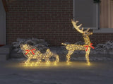 Reindeer Pull Sleigh 200 LEDs Warm white 70 x 26 x 129 cm PET 42019080