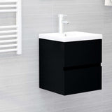 Sink Cabinet with Built-in Basin Black Engineered Wood 3071622