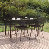 5 Piece Garden Dining Set Black Poly Rattan 3157897