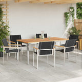 Garden Dining Set 7 pcs Solid Acacia Wood and Stainless Steel 3334818