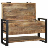 Storage Box with Storage Brown 80 x 35 x 45 cm Solid Mango wood 4015975