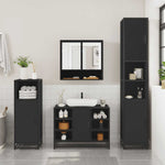 ZNTS 2 Piece Bathroom Furniture Set Black Engineered Wood 3300940