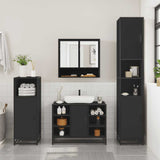 ZNTS 2 Piece Bathroom Furniture Set Black Engineered Wood 3300940