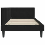 Corner Bed Frame with Headboard Black 90 x 190 cm Velvet 42016343