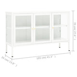 Sideboard White 105x35x70 cm Steel and Glass 336068