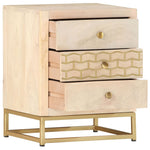 ZNTS Bedside Cabinet Gold 40x30x50 cm Solid Mango Wood 286504