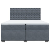 Box Spring Bed with Mattress Dark Grey 200x200 cm Velvet 3291015