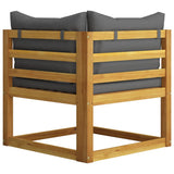 2 Piece Sofa Set with Dark Grey Cushions Solid Wood Acacia 318555