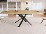 Extendable dining table 100-140cm, round-oval table, stable X-metal frame, adjustable feet, wood N639P439338N