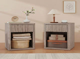 Modern Bedside Table Set of 2, Bedside Cabinet with Drawer and Open Shelf, Side End Table, T3398P555170