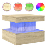 Coffee Table with LED Lights Sonoma Oak 50x50x40 cm 839842