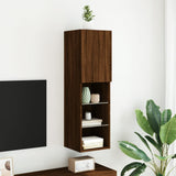 TV Cabinet with LED Lights Brown Oak 30.5x30x102 cm 837027