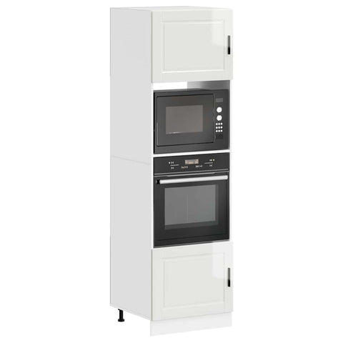 Oven Cabinets 2 pcs Porto Gloss White Engineered Wood 3315053