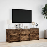 TV Cabinet with LED Smoked Oak 140x34x50 cm Engineered Wood 3307923