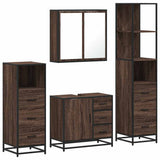 4 Piece Bathroom Furniture Set Brown Oak Engineered Wood 3301259