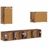 TV Wall Cabinet Set Wall-mounted 4 pcs Old Wood Engineered Wood 3408941