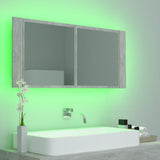 LED Bathroom Mirror Cabinet Concrete Grey 100x12x45 cm Acrylic 804984