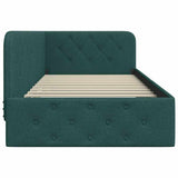 Corner Bed Frame with Headboard Dark Green 90 x 190 cm Fabric 42016491