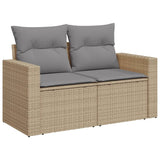 ZNTS 11 Piece Garden Sofa Set with Cushions Beige Poly Rattan 3228919