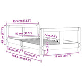 Kids Bed Frame White 80x160 cm Solid Wood Pine 834430