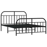Metal Bed Frame without Mattress with Footboard Black 135x190cm 353652