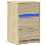 ZNTS Bedside Cabinet with LED Lights Sonoma Oak Engineered Wood 852014