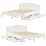 ZNTS Bed Frame without Mattress White 120x190 cm Small Double Solid Wood Pine 3301840