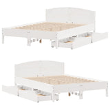 ZNTS Bed Frame without Mattress White 120x190 cm Small Double Solid Wood Pine 3301840