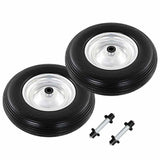 Wheelbarrow Wheels 2 pcs with Axles Solid PU 4.00-8 390 mm 142979