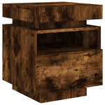 ZNTS Bedside Cabinet with LED Lights Smoked Oak 40x39x48.5 cm 836792